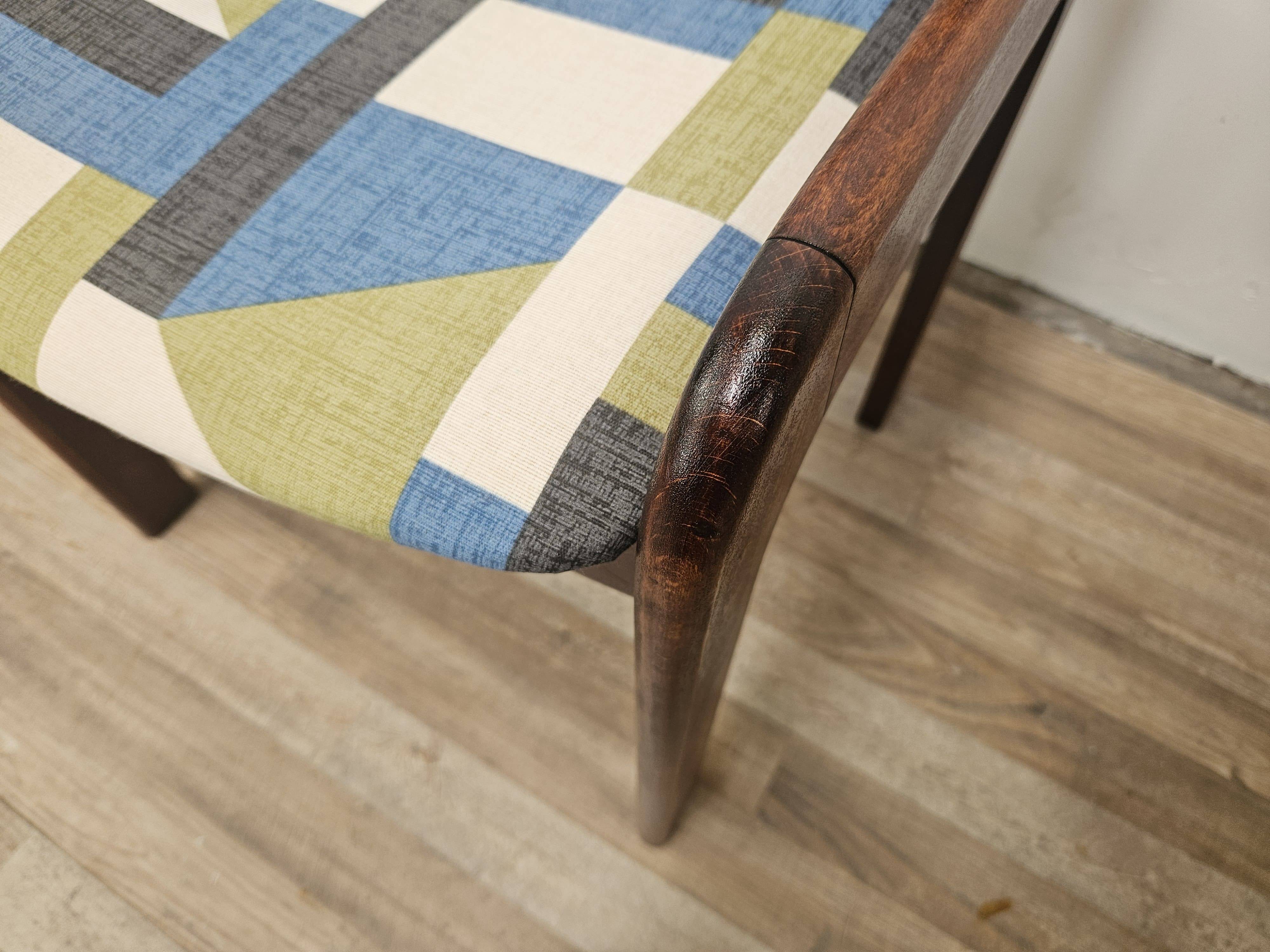 Chaises de salle à manger des années 70 en hêtre et tissu Space Age