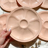 6 pink porcelain oyster plates from Digoin Sarreguemines