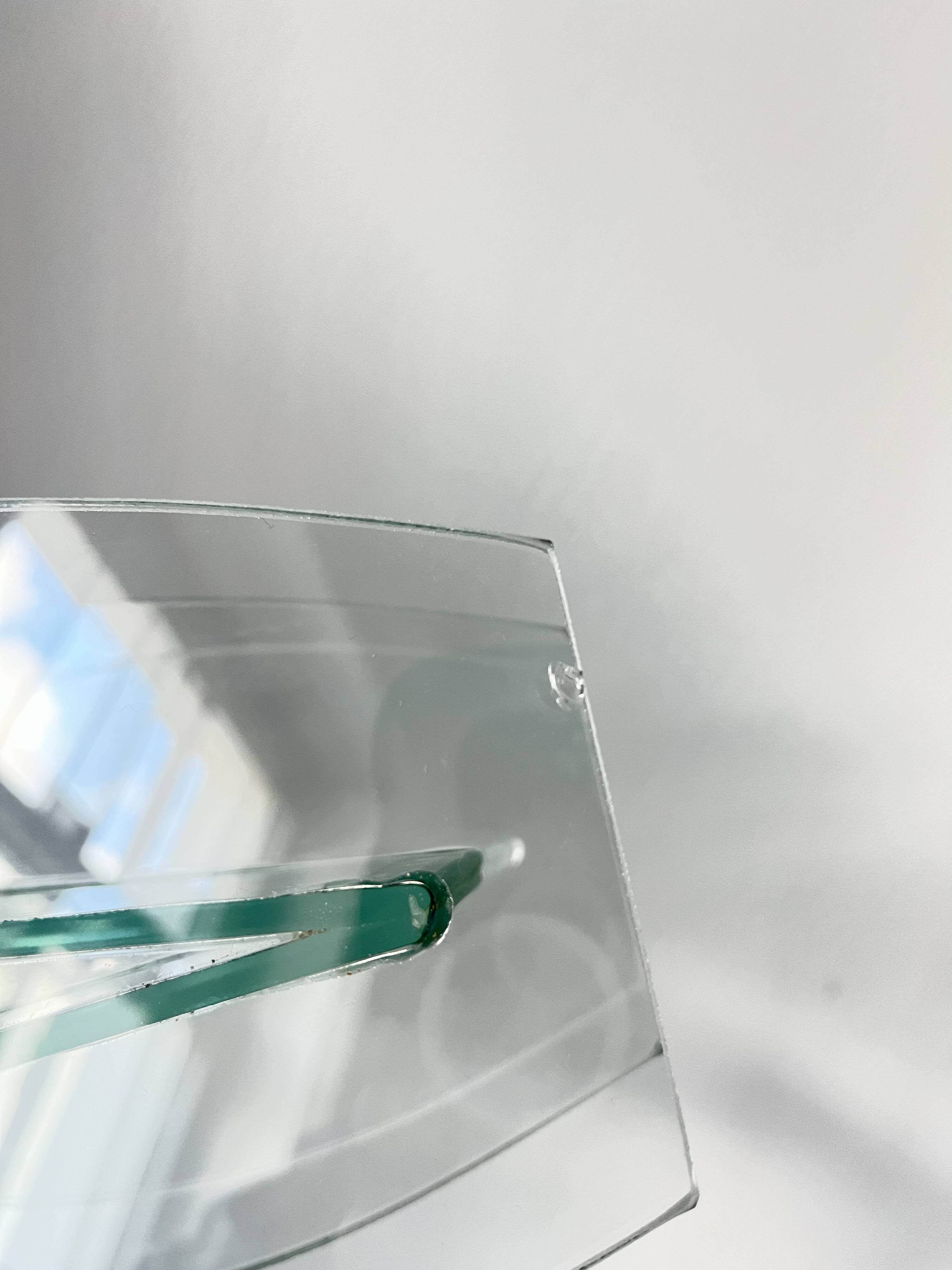 Vintage Sculptural Glass Vase – Geometric Minimalist Design, Italy 1980s