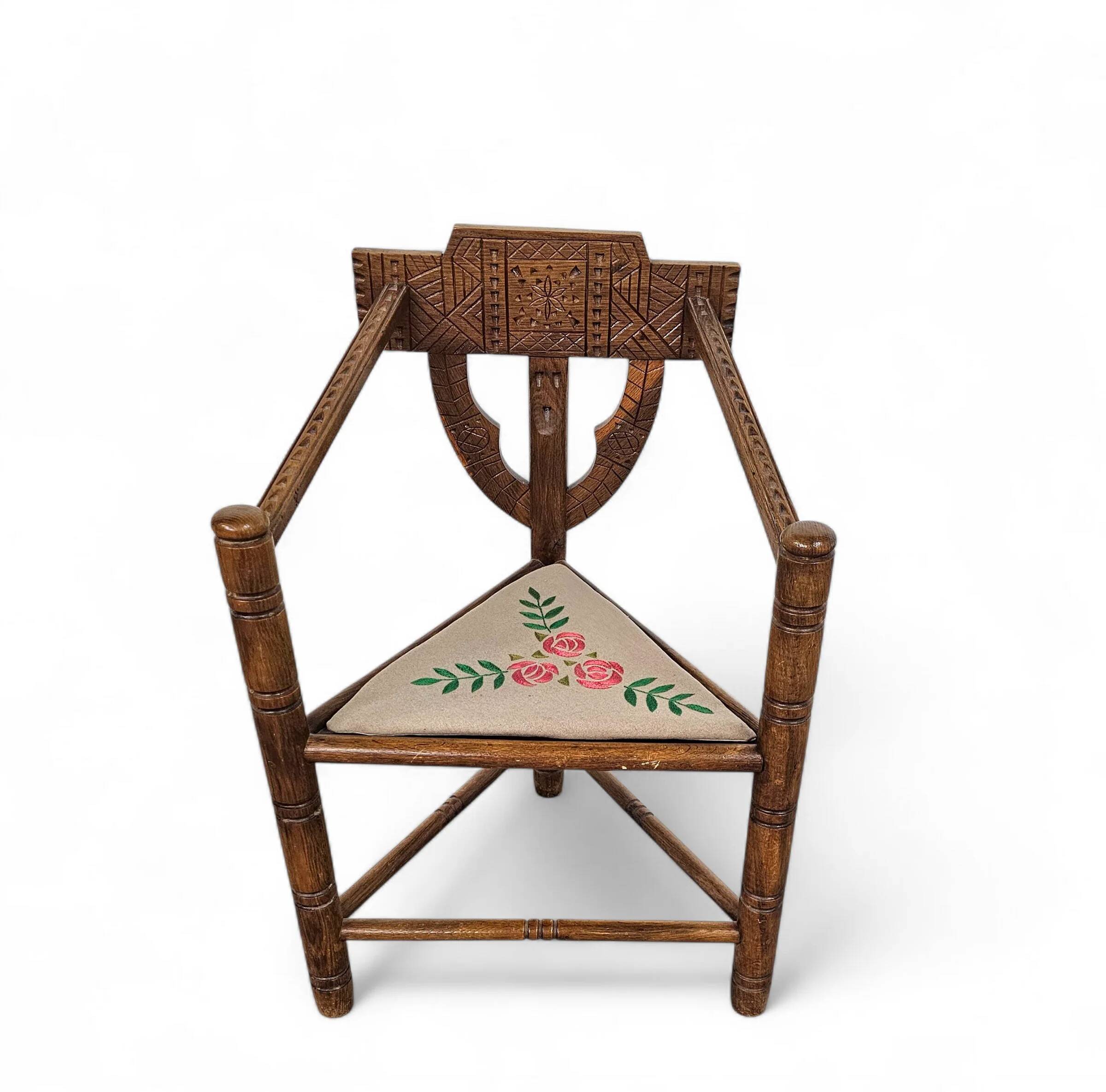 Carved Swedish monk chairs, style attributed to Bernhard Hoettger, made in Sweden, 1940s