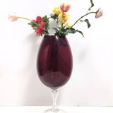 Vintage Crimson Hand-Blown Glass Vase, Empoli, Italy