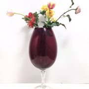 Vintage Crimson Hand-Blown Glass Vase, Empoli, Italy