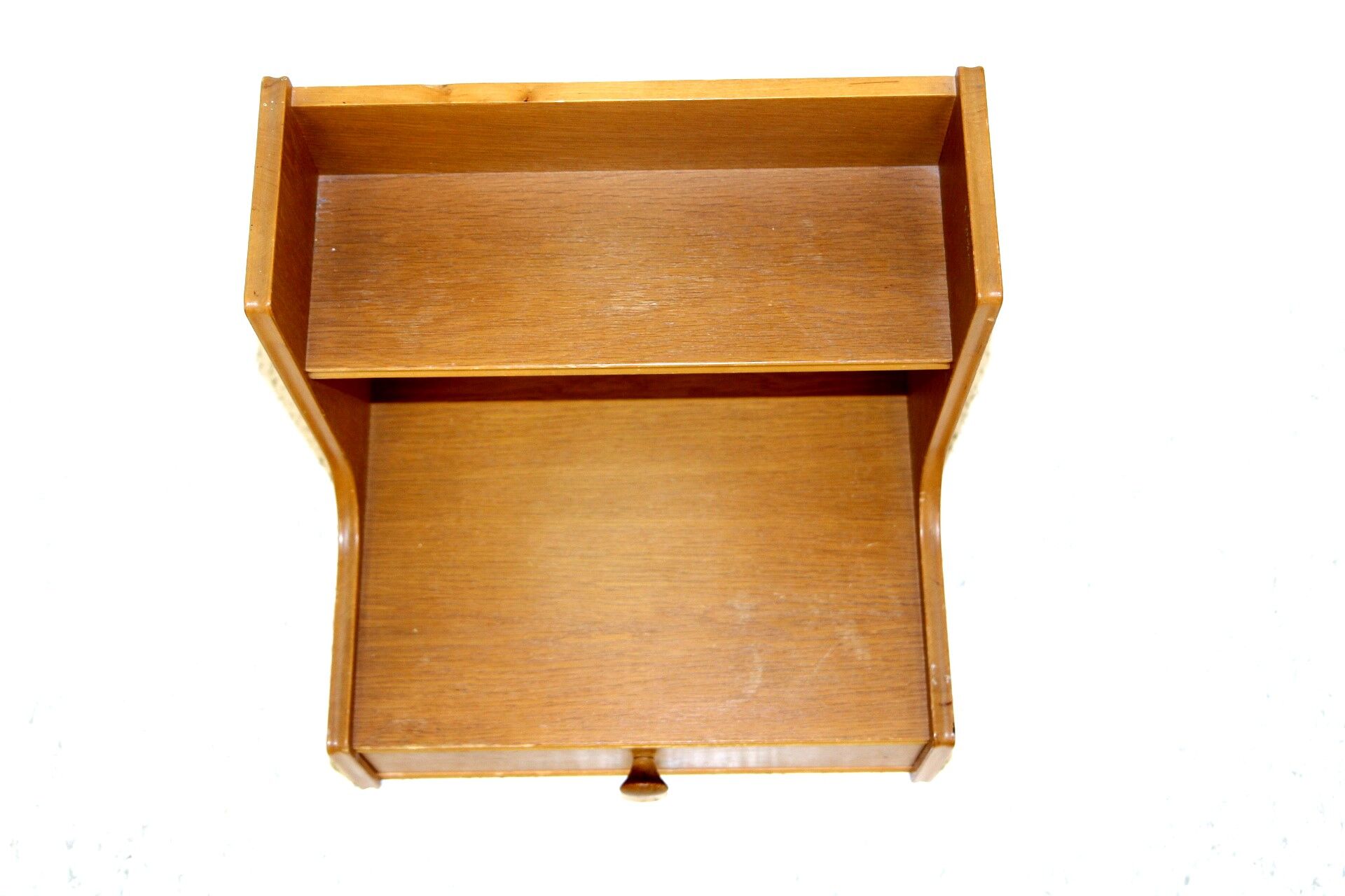 Oak wall console, suede, 1960