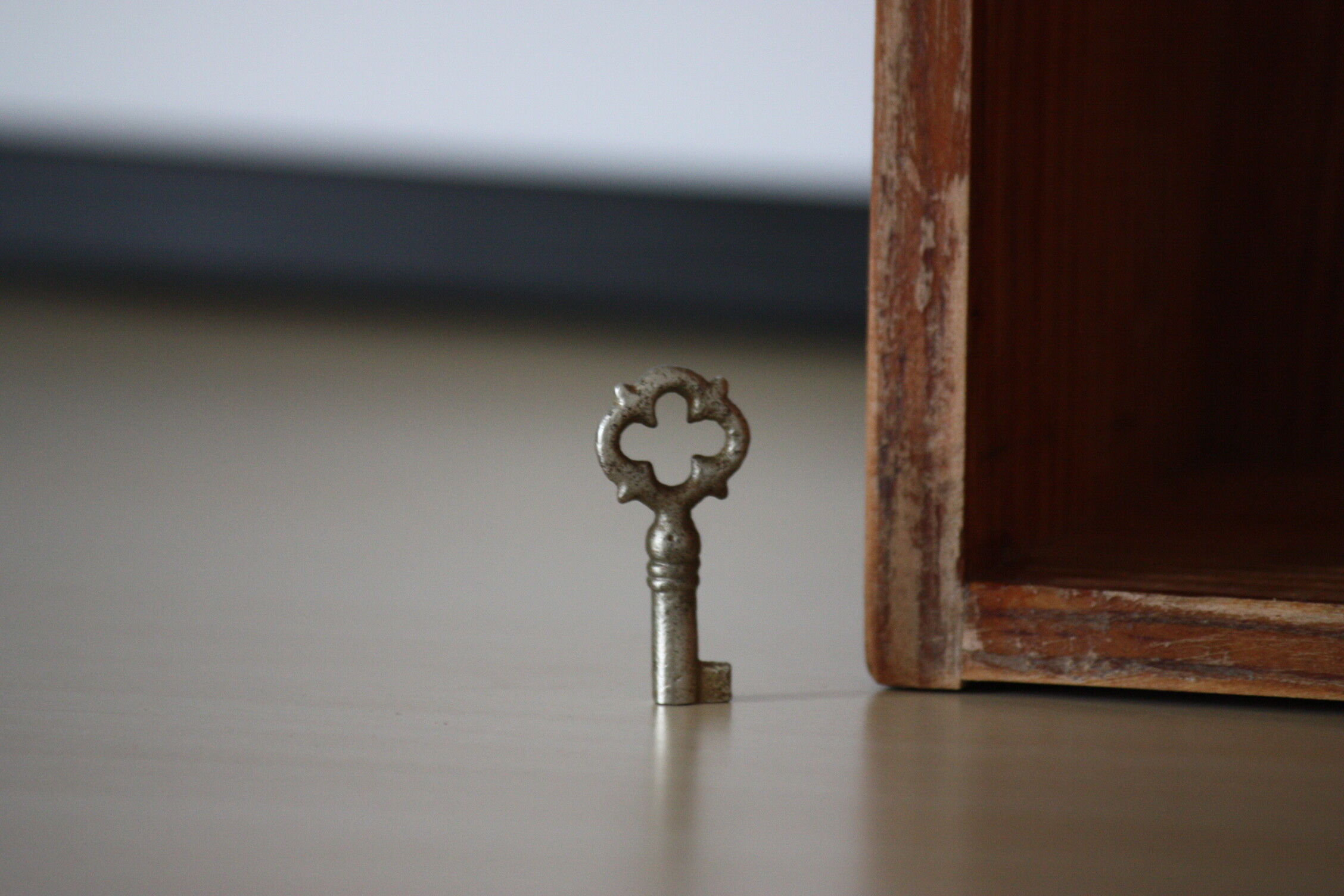 Carved wooden box with lock