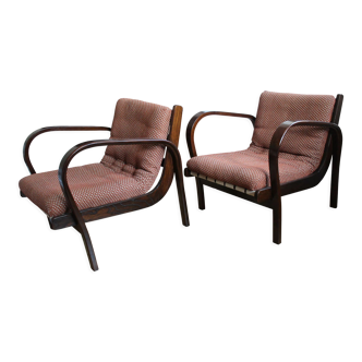 Pair of 1950's armchairs by Kropacek and Kozelka for Interier Praha