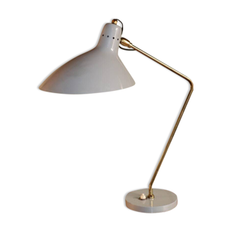 Vintage desk lamp in brass and gray lacquered metal, 1950s
