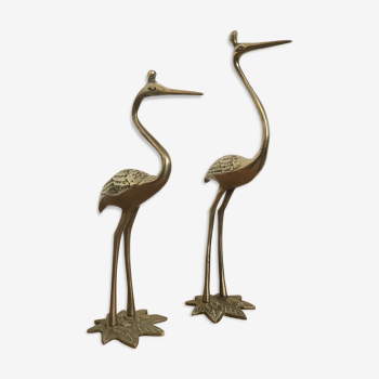 Pair of heron in brass 1960s