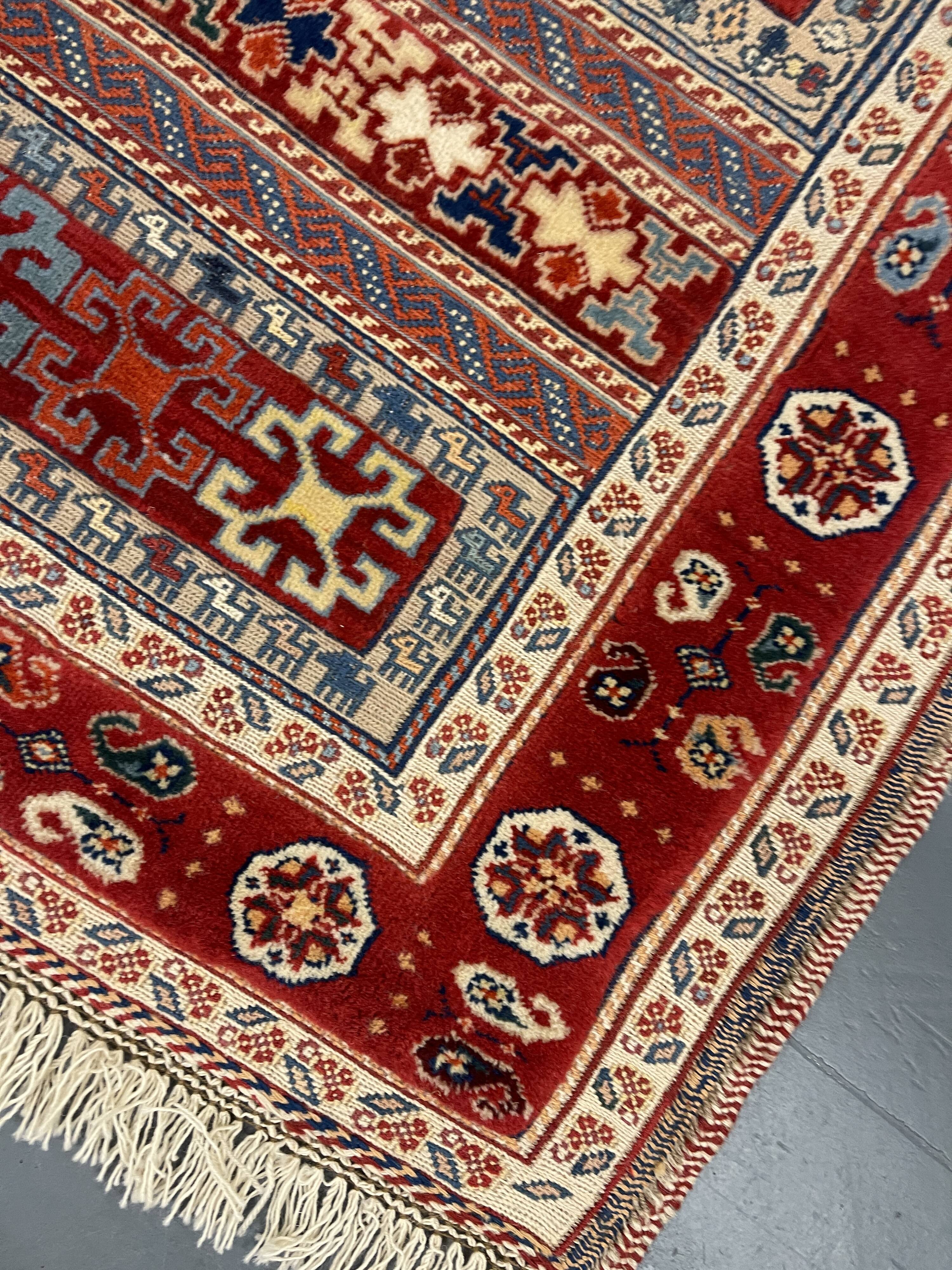 Vintage Style Red Kilim Rug Wool Handmade Tribal Flatweave 167x108cm