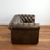 Vintage two-seater leather Chesterfield sofa