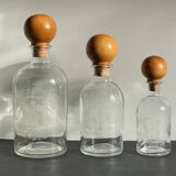 BOTTLES Engraved Glass and VINTAGE Wood