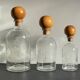 BOUTEILLES Verre Gravé et Bois VINTAGE