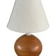 Lampe boule vintage en bois, abat-jour en tissu, années 80