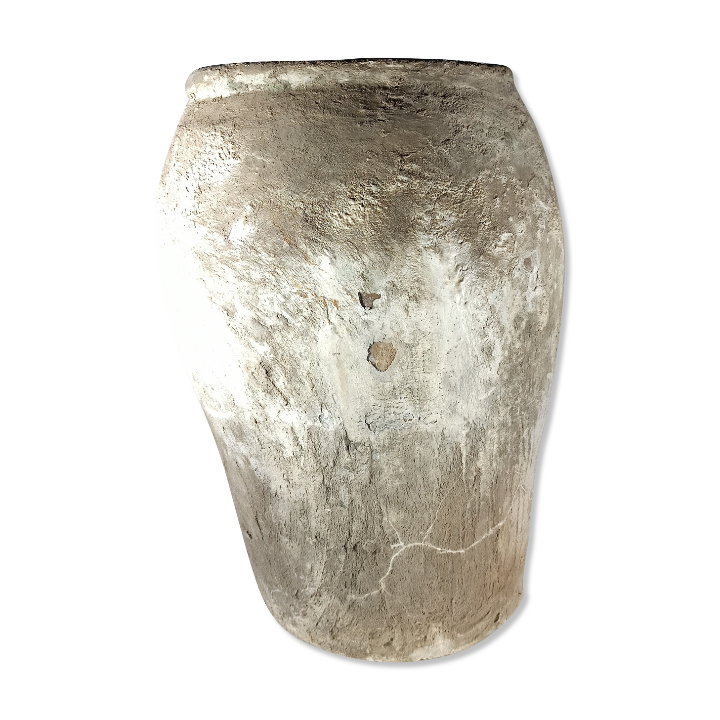 Pot ancien en terre cuite gris/vert