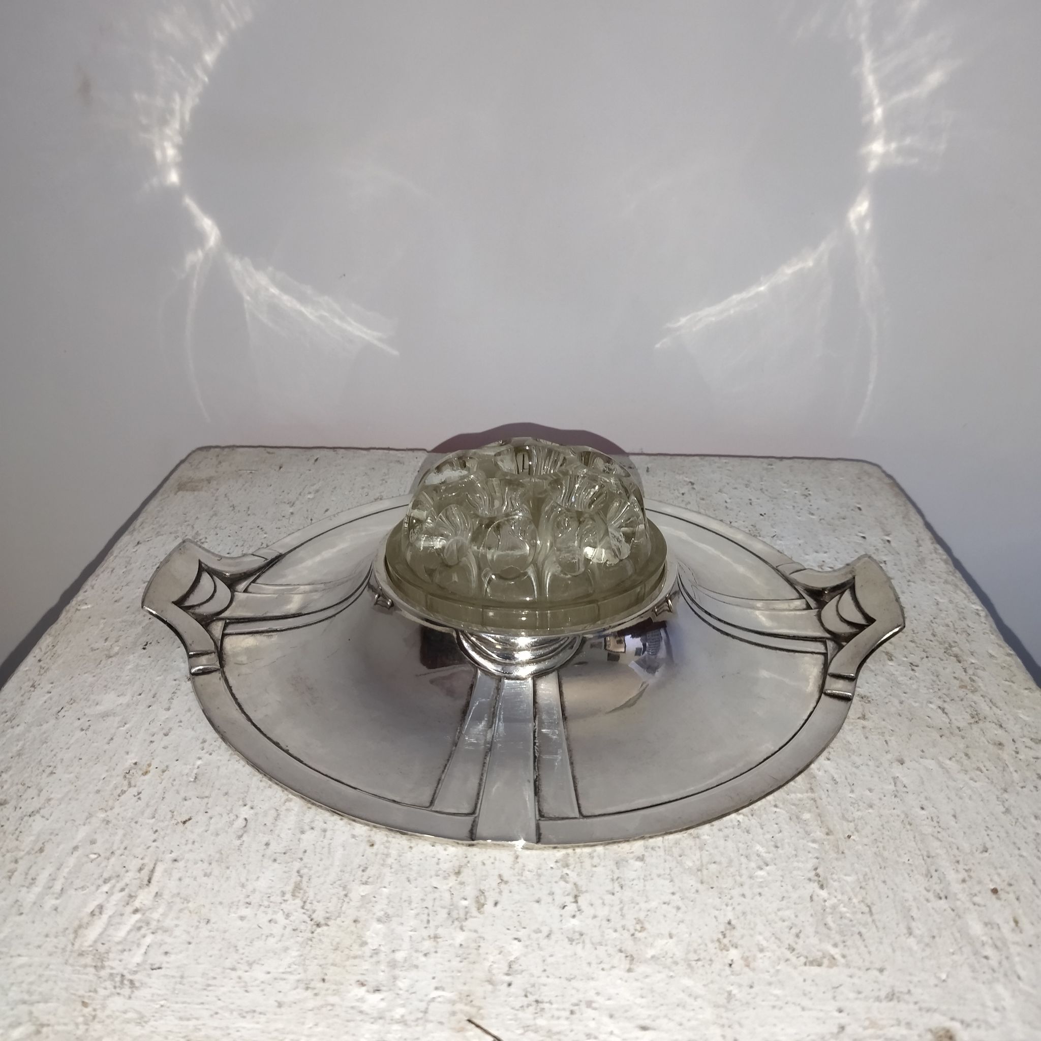 Pique flowers art-deco metal silver Gallia