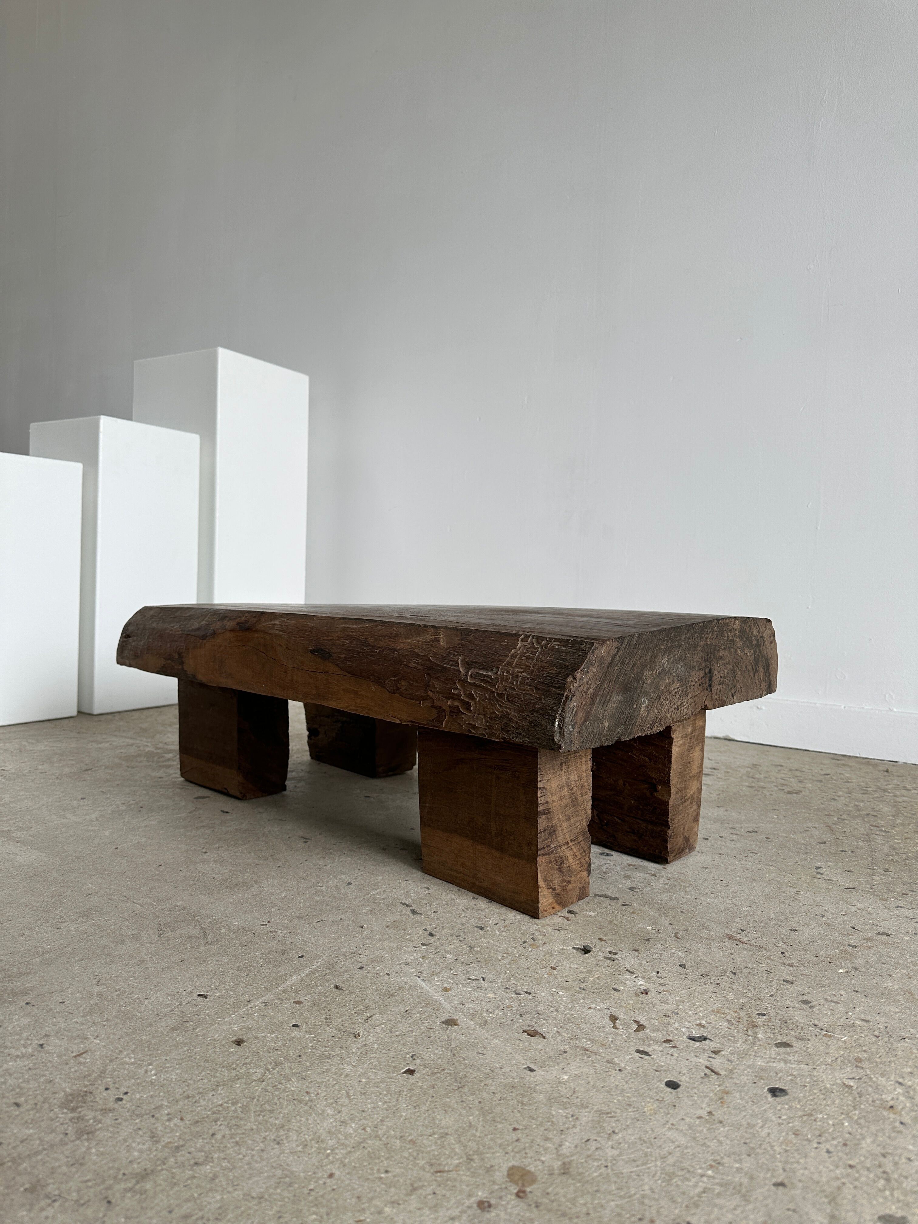 Asian solid wood quadripod brutalist coffee table H30 L81 l42