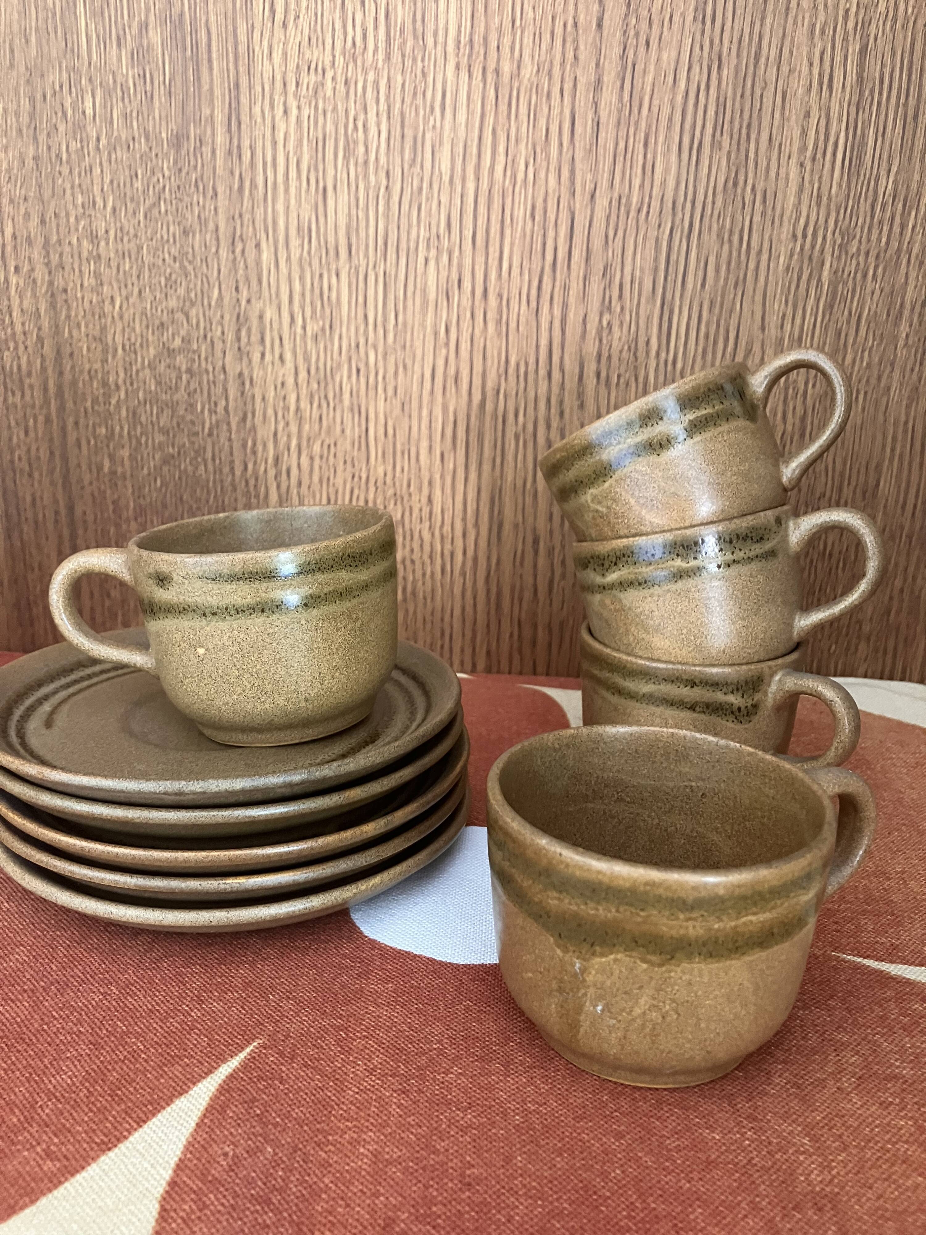 Service à café en grès Sarreguemines cafetiere tasses sucrier