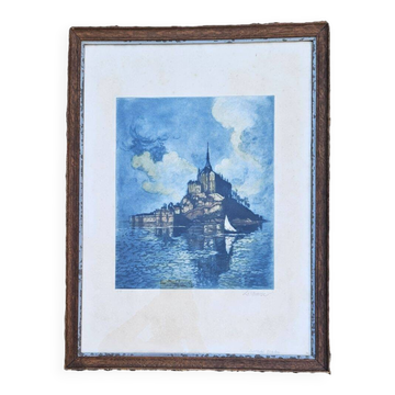 Le Querrec Lithographie Effet De Lune Sur Le Mont Saint Michel 15/350