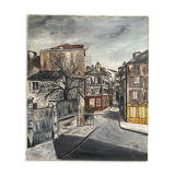 Original 1959 French Oil Painting on Canvas – Signed ‘El Juge’, Paris Scene