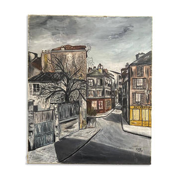 Original 1959 French Oil Painting on Canvas – Signed ‘El Juge’, Paris Scene