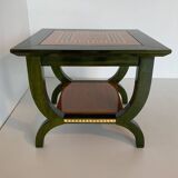 Unique Italian Green Aniline and Maple Coffee Table