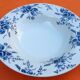 Suite of 6 hollow plates White Porcelain decorated with blue roses