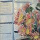 Mid-Century Modern Swedish "Pink Flowers" Vintage Still Life Oil Painting, Framed