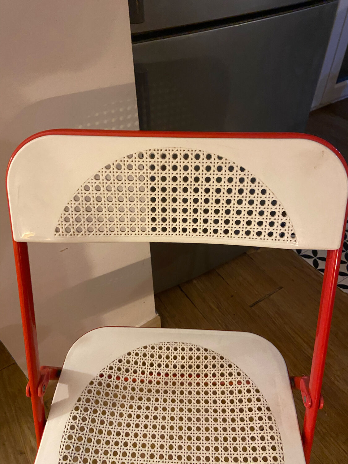 Folding chair in metal and plastic cannage 70s