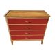 Vintage chest of drawers 1950s/60s in oak drawers patinated red