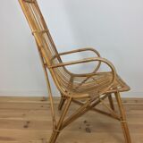 50s rattan chair, high-back basket