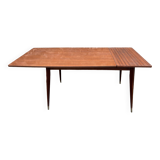 Table with tapered compass legs, extendable varnished wood, vintage 1950s