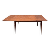 Table with tapered compass legs, extendable varnished wood, vintage 1950s