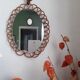 Miroir marguerite vintage en rotin