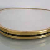 Miroir ovoïde vintage bords doré et noir - années 1960