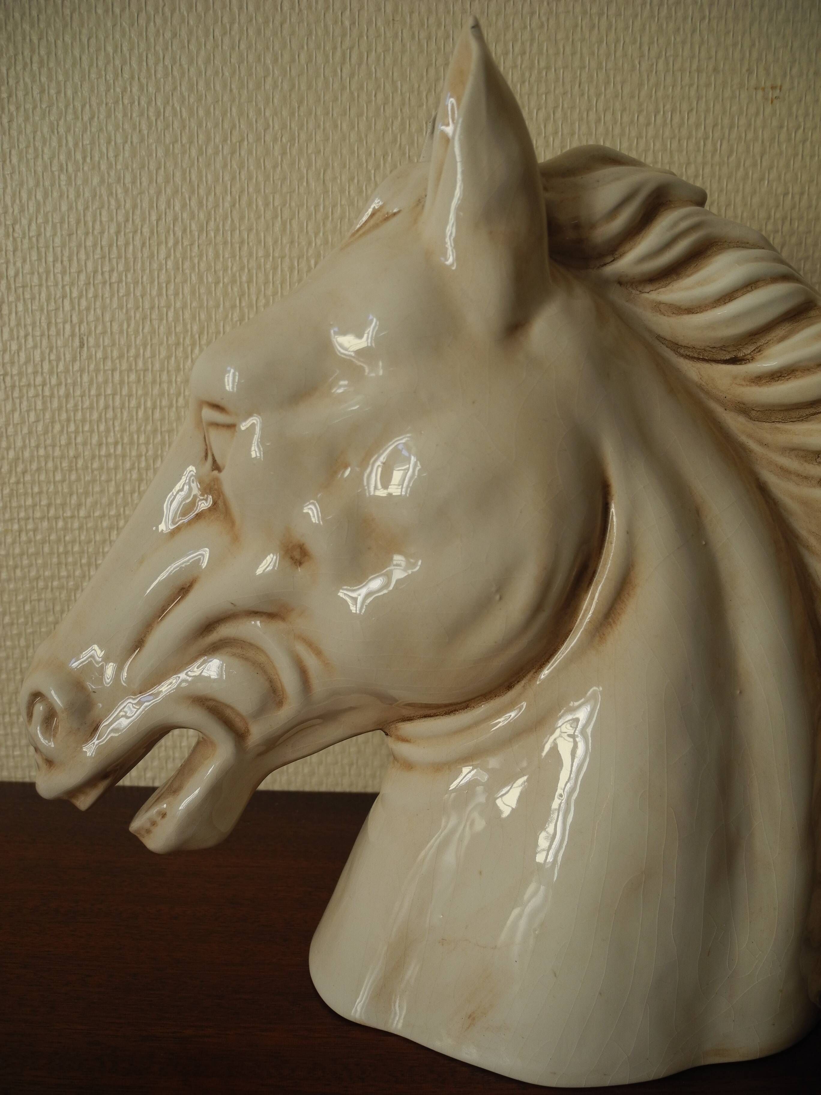 Ceramic horse head lamp base vintage horse lamp base design 70s
