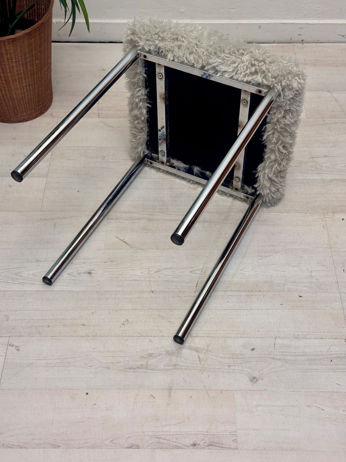 Vintage chromen buisframe krukje seventies