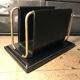 Vintage leather and brass office mail holder