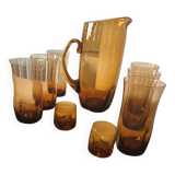 Amber orangeade set - 1 pitcher - 6 glasses - 2 small glasses