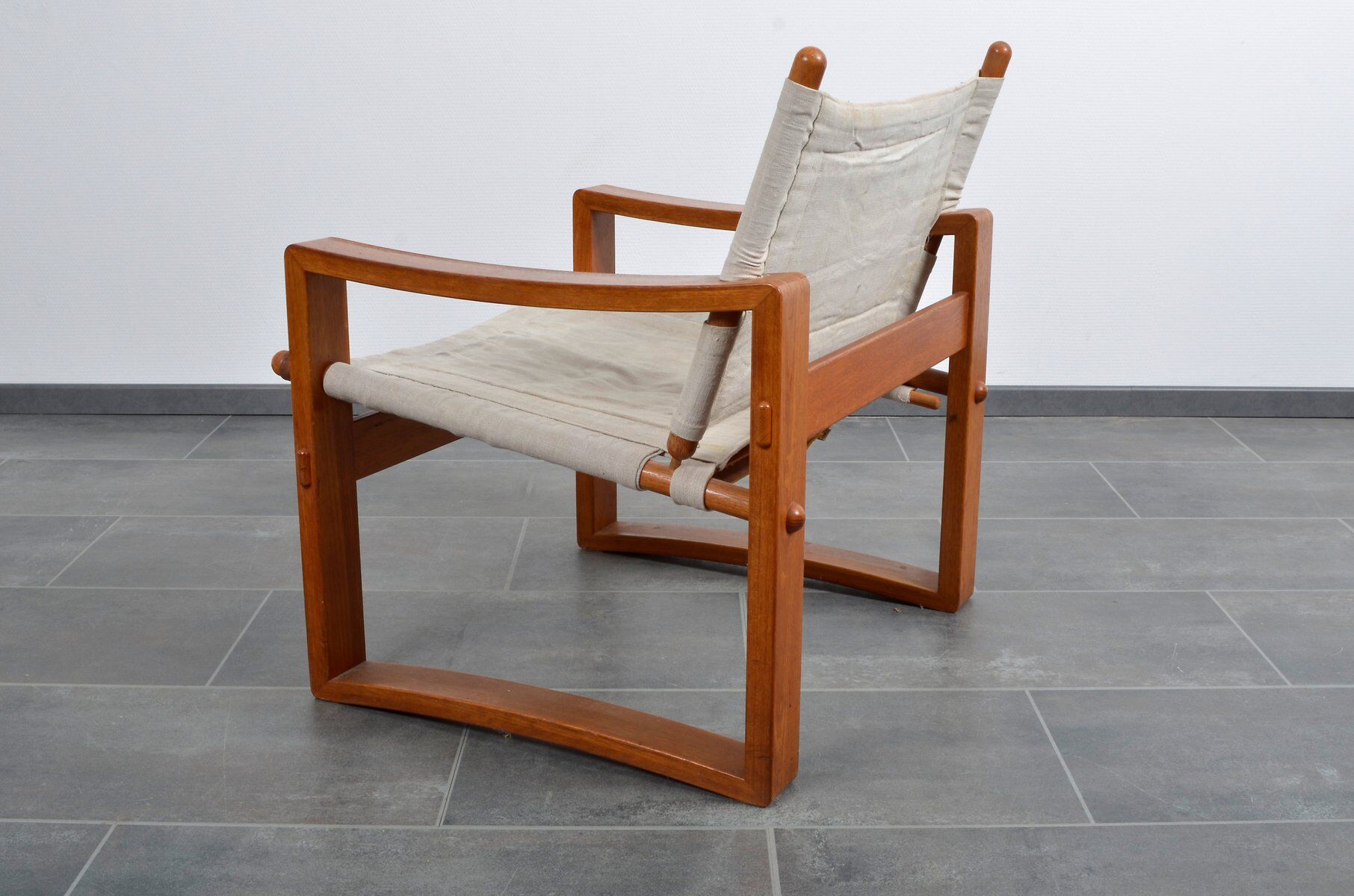 Mid-century mahogany safari chair by Burge Jensen for Bernstorffsminde M-belfabrik