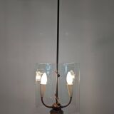 Pietro Chiesa for Fontana Arte Curved Glass and Brass Pendant Light 1940s