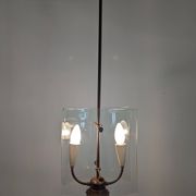 Pietro Chiesa for Fontana Arte Curved Glass and Brass Pendant Light 1940s