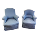 Paire de fauteuils crapauds Napoleon III tapisserie bleue - France 19eme siècle