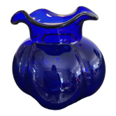 Vase vintage en pâte de verre bleue