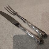 Carving service for 2 pieces, silver-plated metal, Ercuis silversmith, Louis XV style, 29