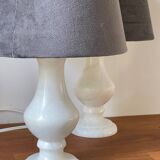 Paire de lampes en albâtre vintage