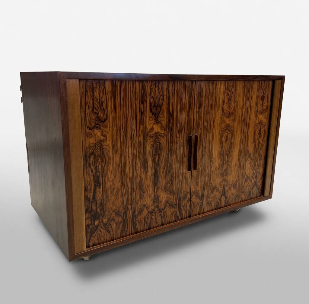 Rosewood Tambour Cabinet By Kai Kristiansen For Feldballes