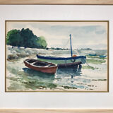 Watercolor Louis PARRENS 1904-1993.Lesconil