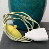 Cracked and signed ceramic ball lamp base, blue-green tones