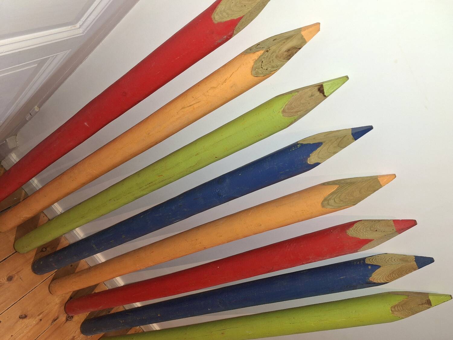 Height 141cm giant wooden colored pencils, retro decoration