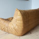 3 seater Togo camel leather sofa designed by Michel Ducaroy 1973