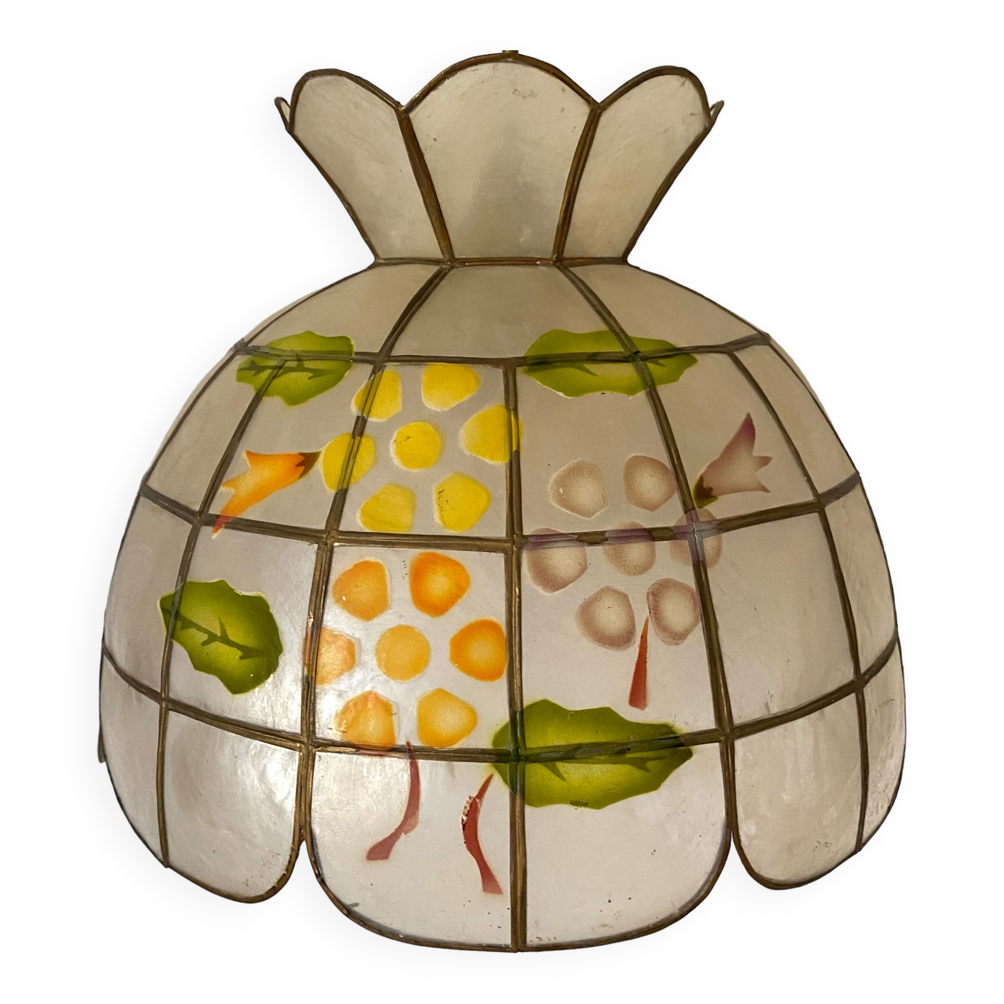 Mother-of-pearl and brass pendant light